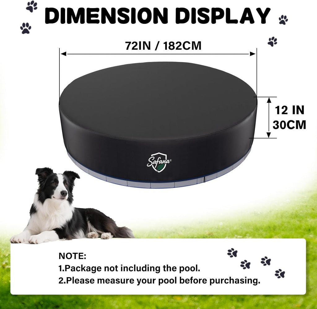 72" Round Dog Pool Cover [Upgrade 420D Thickened] 6ft Portable Dog Pet Bath Pool Cover 71/72 inch, Durable Foldable