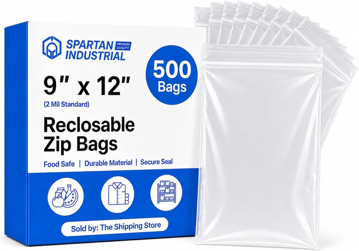 9” X 12” (500 Count) 2 Mil Clear Reclosable Zip Plastic Poly Bags