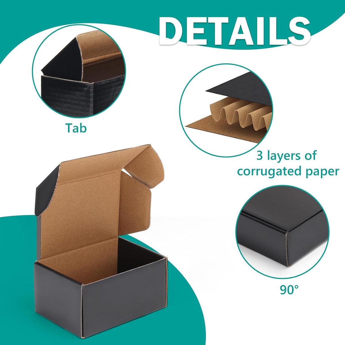 40 Pack 6x4x3 Black Shipping Boxes