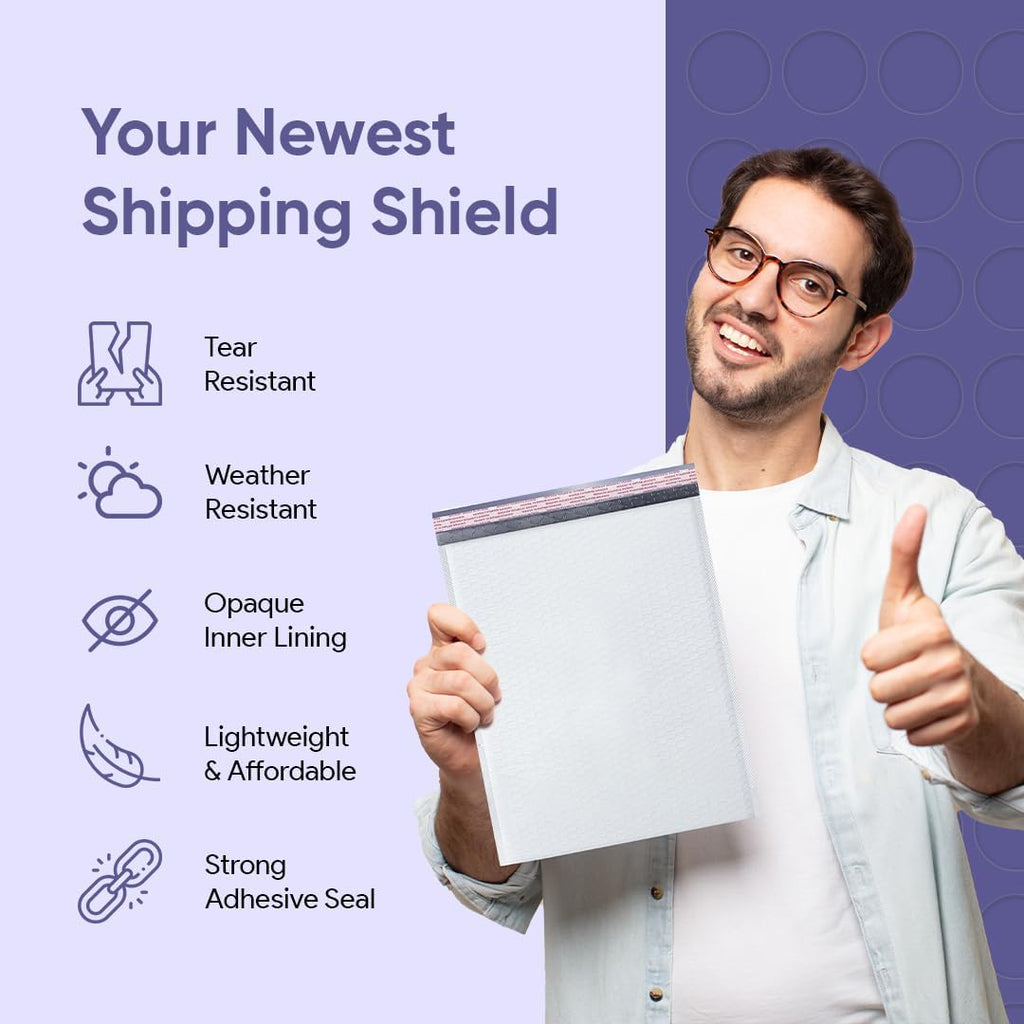 Bubble Mailers 9.5x14.5, Self Seal Poly Padded Envelopes #4, 100 Pack Bulk