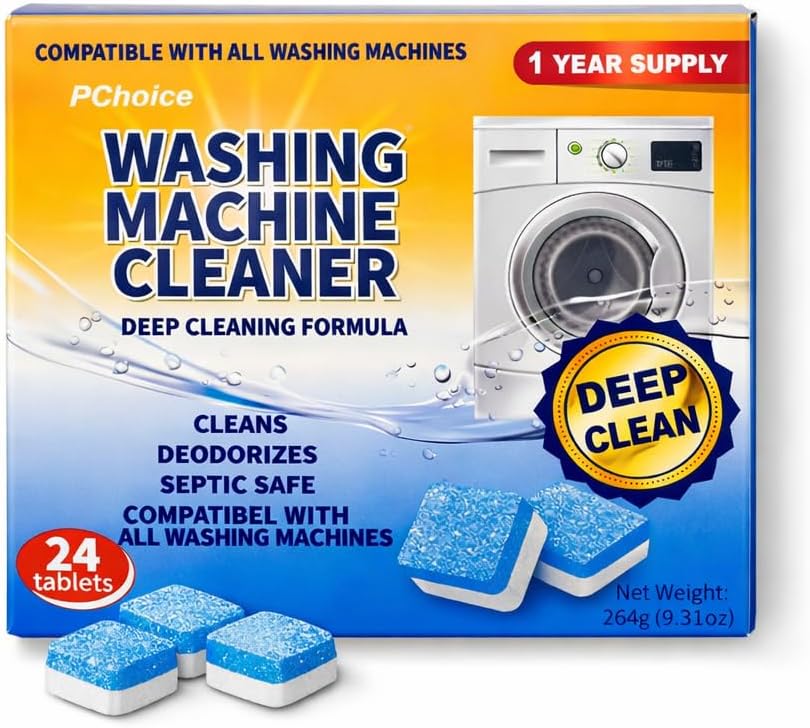Washing Machine Cleaner Tablets – Deep Cleaning, Septic Safe, 24 Count for Top & Front Load Washers
