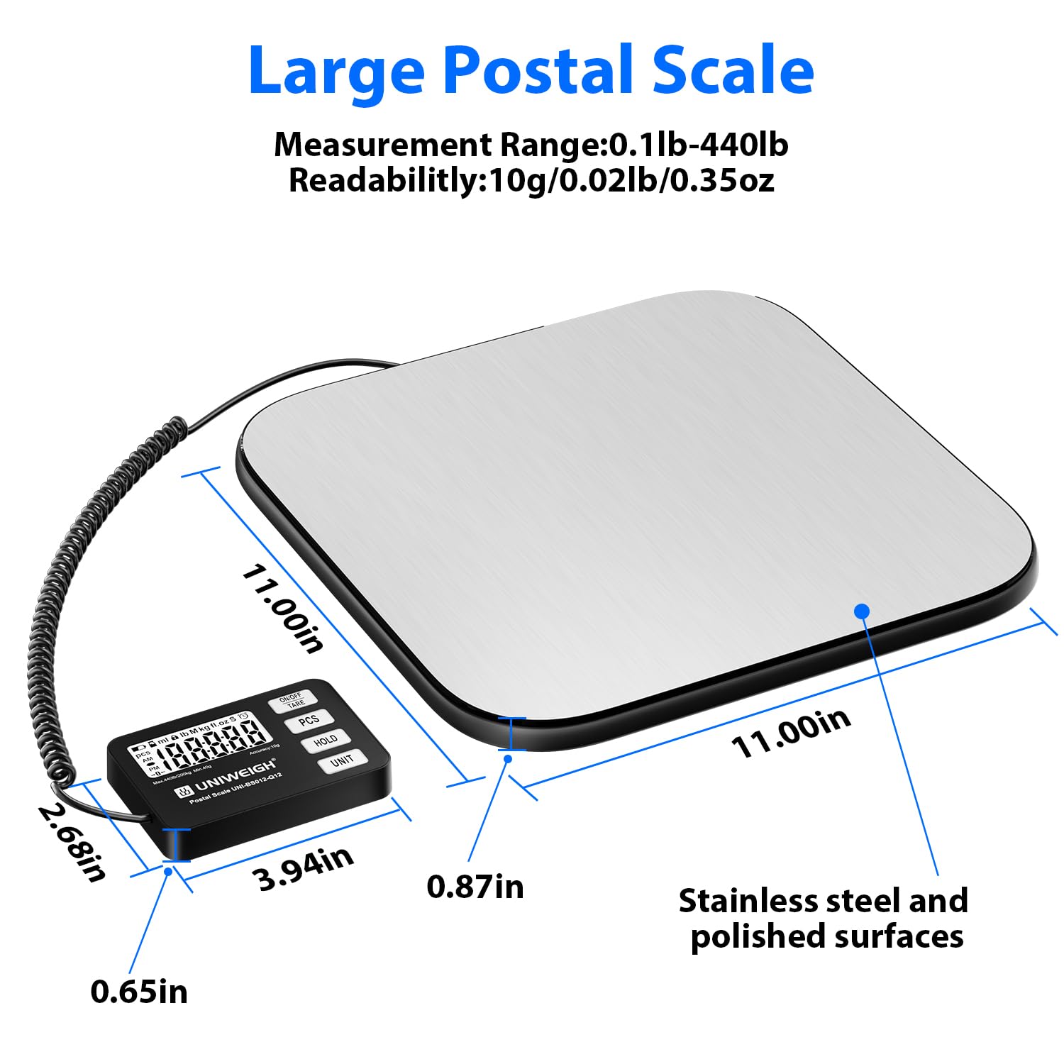 Shipping Scale 440lb/0.35oz Accuracy Digital Postal Scale | Packages Scale with PCS/Hold/Tare Function,Postage Scale