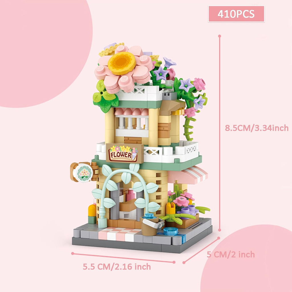 4 Mini City Shop Street View Building Blocks Model Set,Simulation Architecture Collection Particle Construction