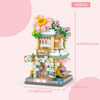 4 Mini City Shop Street View Building Blocks Model Set,Simulation Architecture Collection Particle Construction