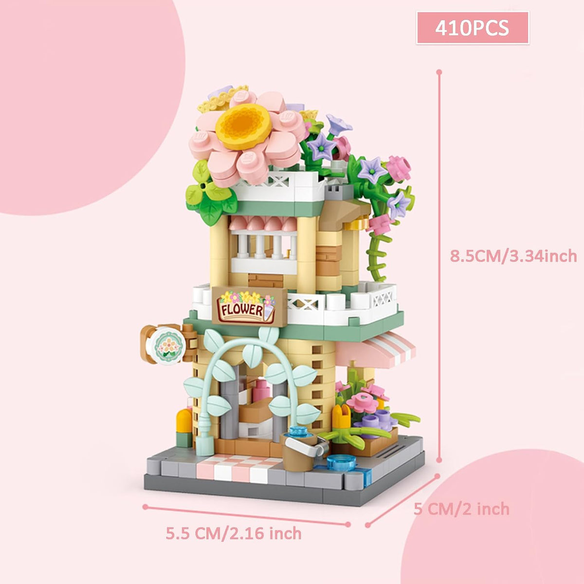 4 Mini City Shop Street View Building Blocks Model Set,Simulation Architecture Collection Particle Construction