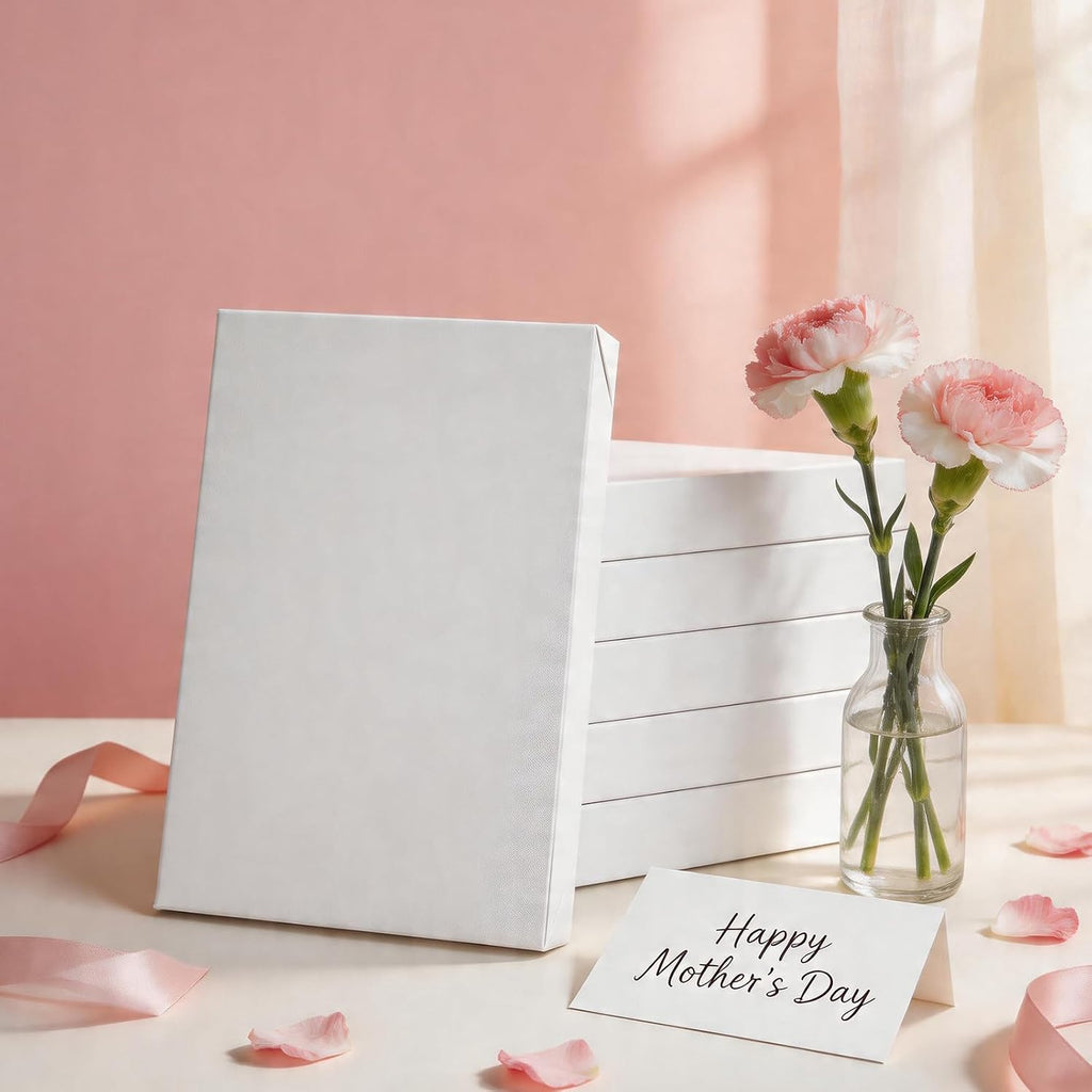 6 Gift Boxes with Lids 11x8.5x1.5 Inch White Shirt Boxes