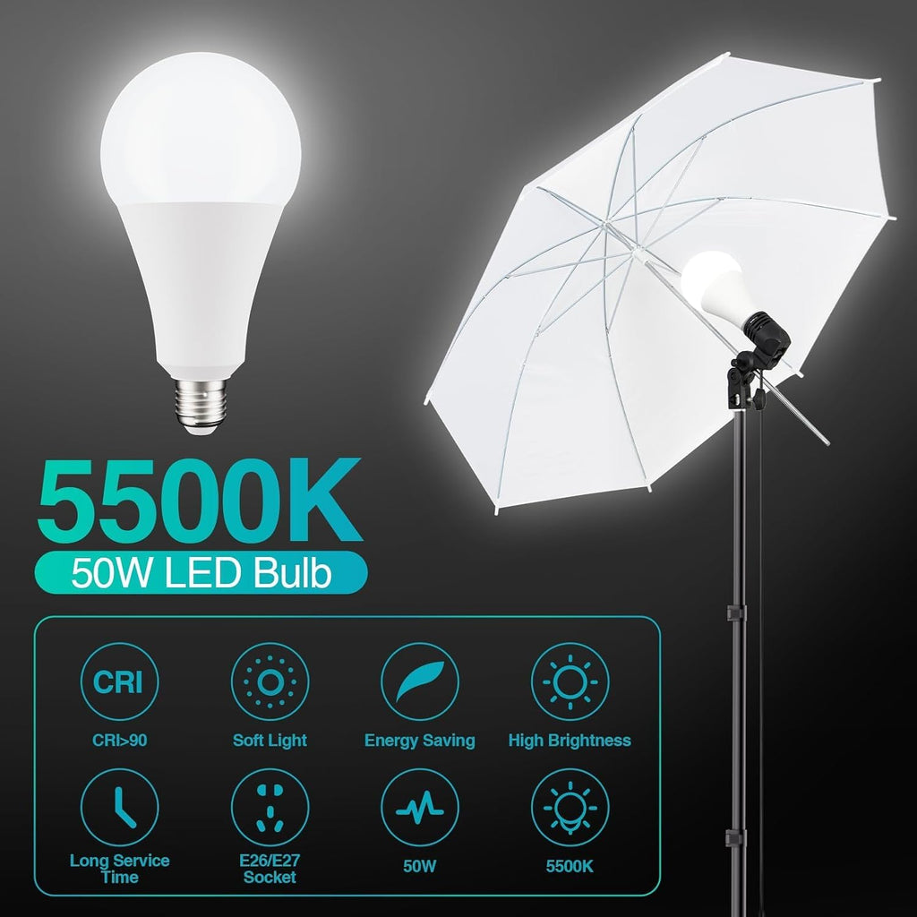 Photography Lighting Kit with 8.5x10Ft Backdrop Stand,6x9FT Backdrops | Softbox Lighting Kit with 5500K 50W LED