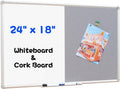 Grey Felt Bulletin & Magnetic Dry Erase Combo Board, 24 x 18 Inch, Wall Mounted Whiteboard/Grey Felt Bulletin