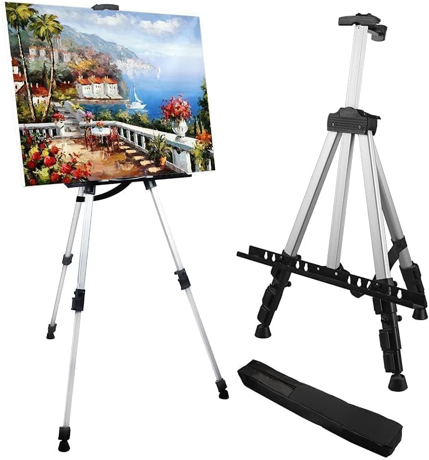 Easel Stand for Painting and Sign, Adjustable 17-66 Inch | Portable aluminum tripod art easel for display stand