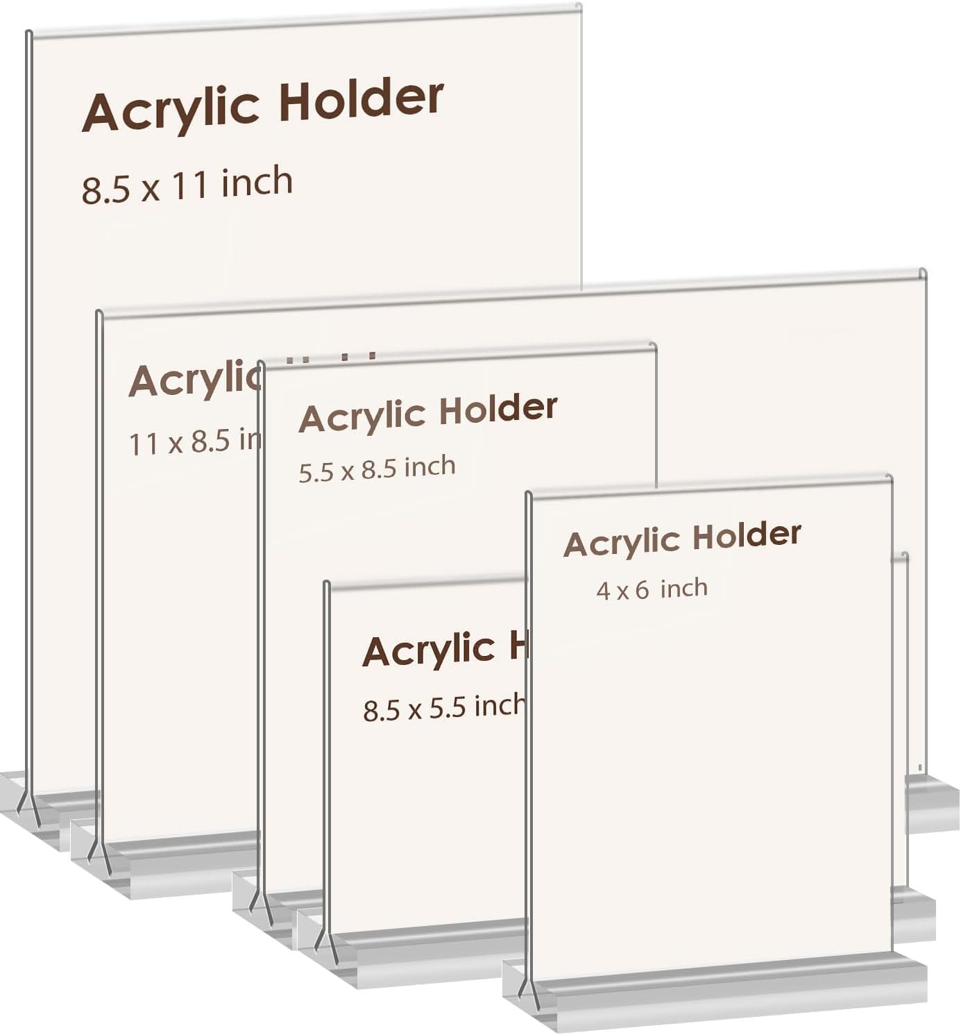 8.5x11 Clear Acrylic Sign Holder, Display Stand, Plastic Card Holder for Business, Office, Retail (2 Pack 8.5x11)