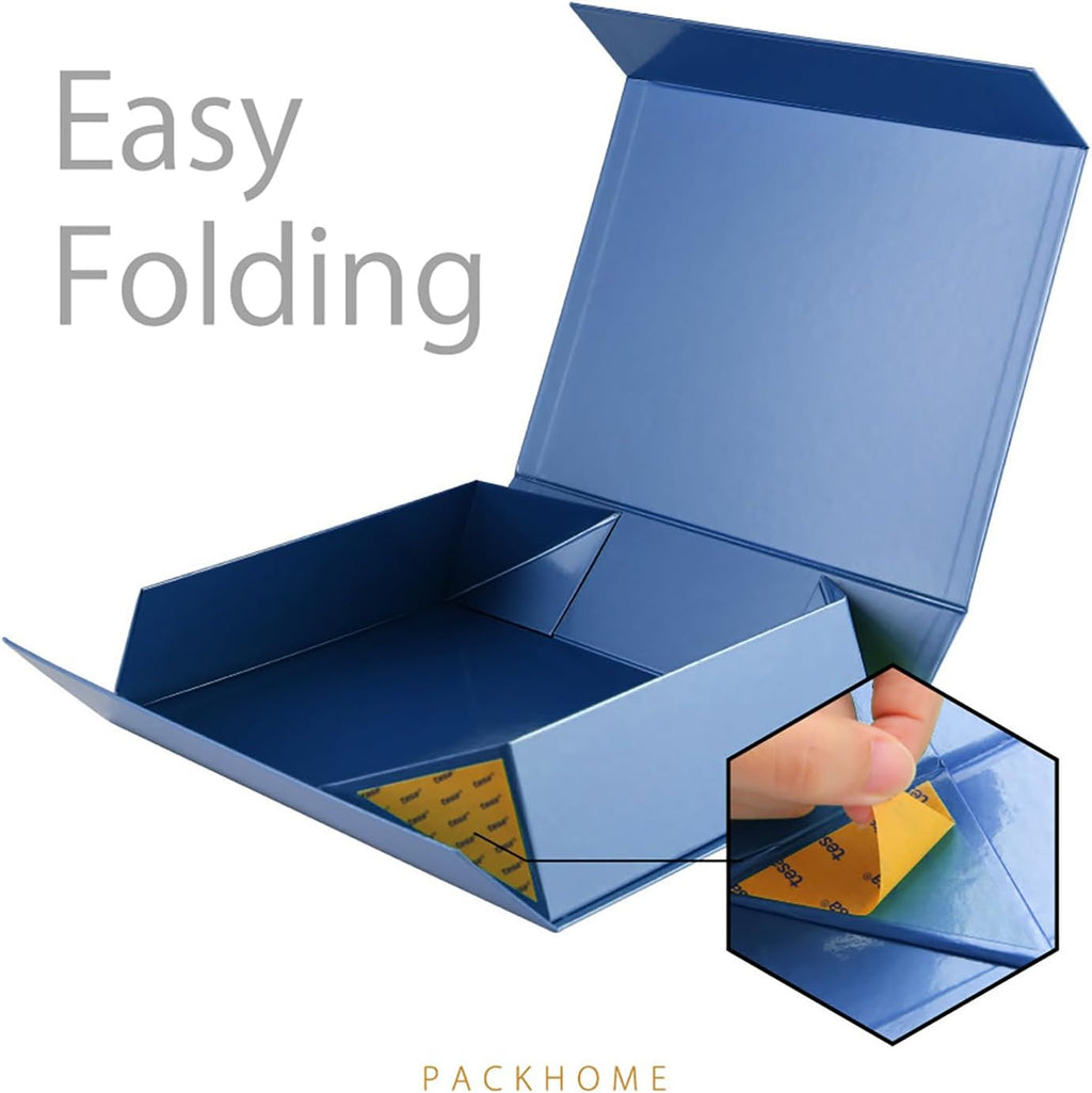 Large Gift Box 13.5x10x3.5 Inches, Sturdy Shirt Box with Magnetic Lid for Multiple Occasions (Glossy Blue)