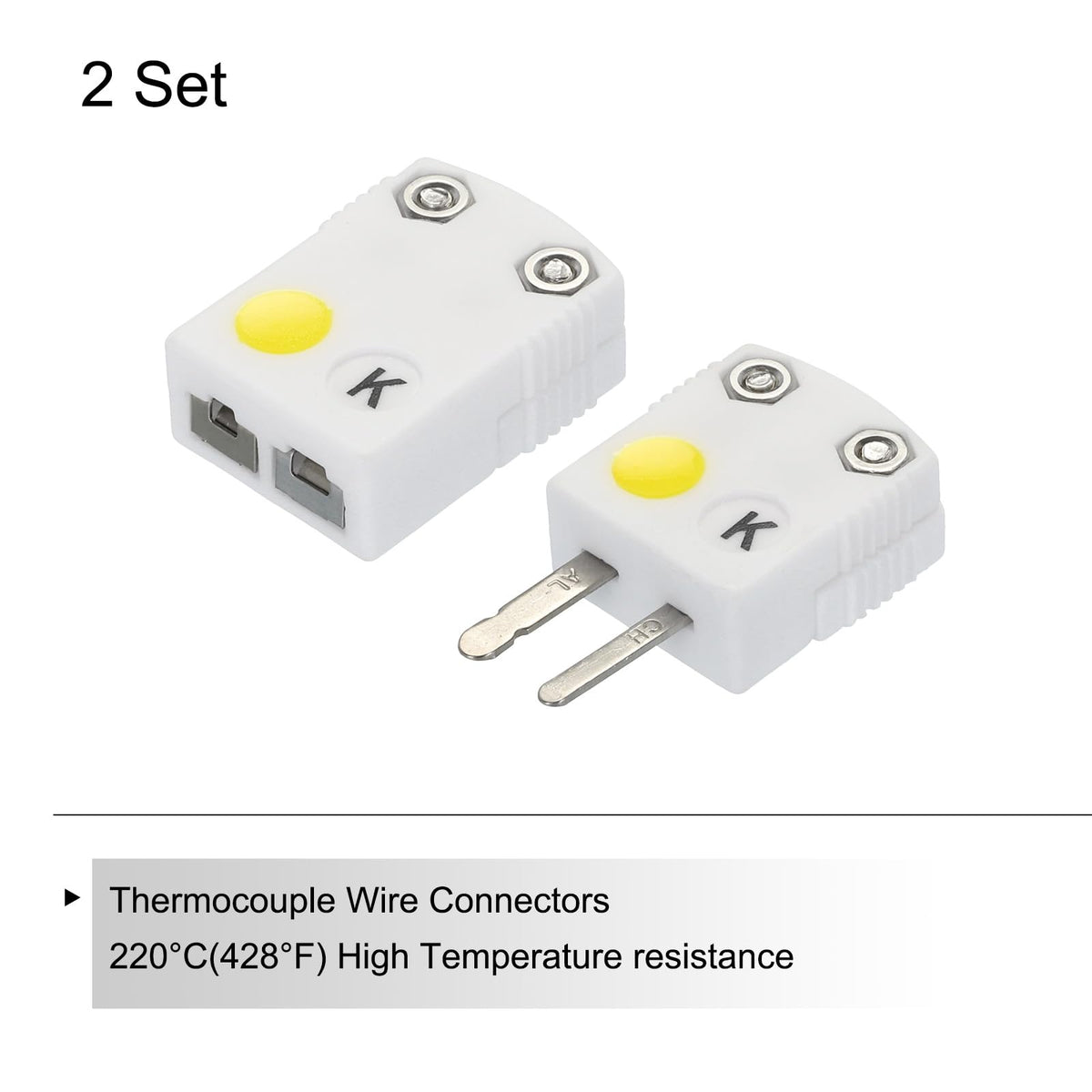 MECCANIXITY Mini K Type Ceramics Thermocouple Wire Connectors, 2 Set
