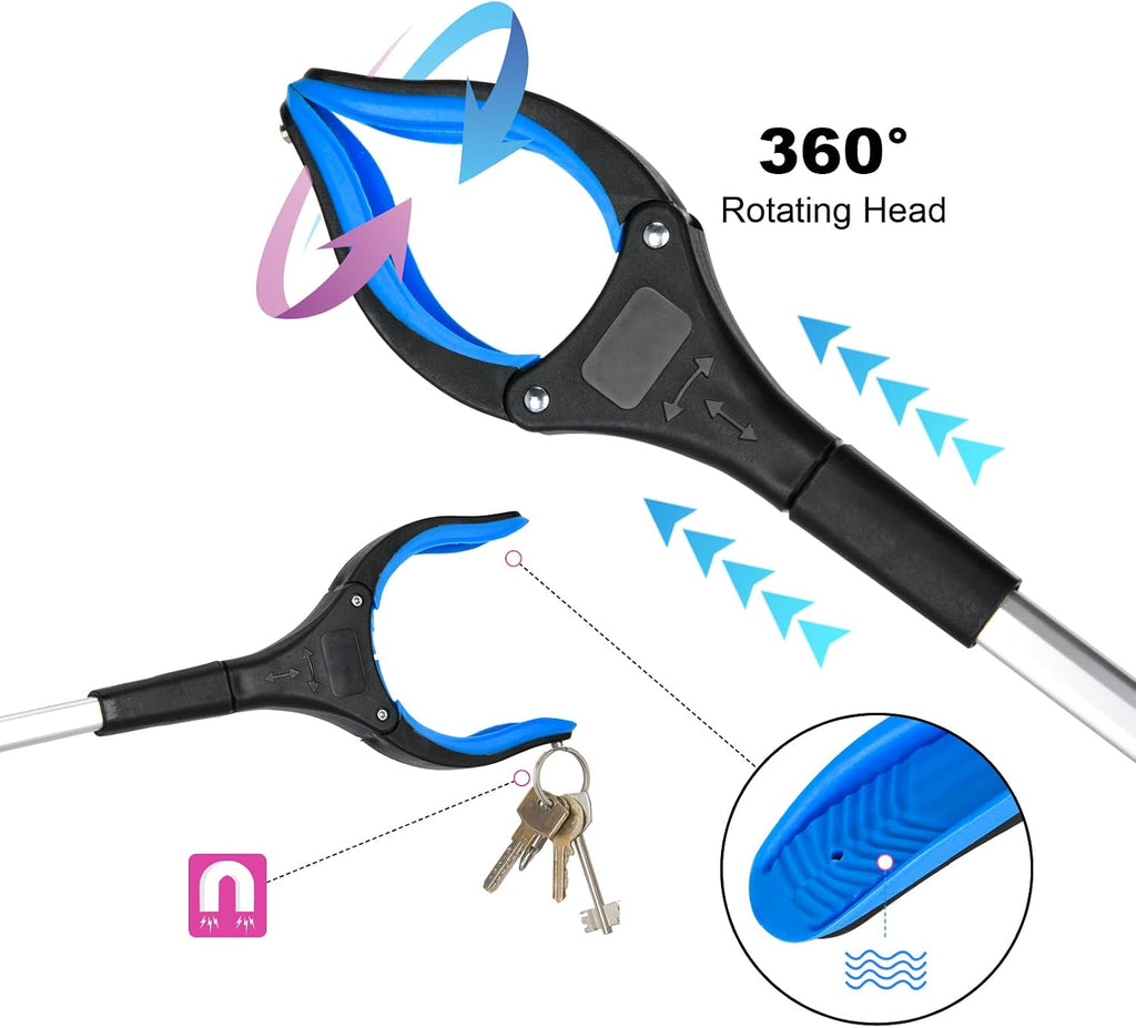 6-Pack 32" Grabber Reacher Tool, 360° Rotating Head, Wide Jaw, Foldable Reacher Grabber Pickup Tool,Anti-Slip