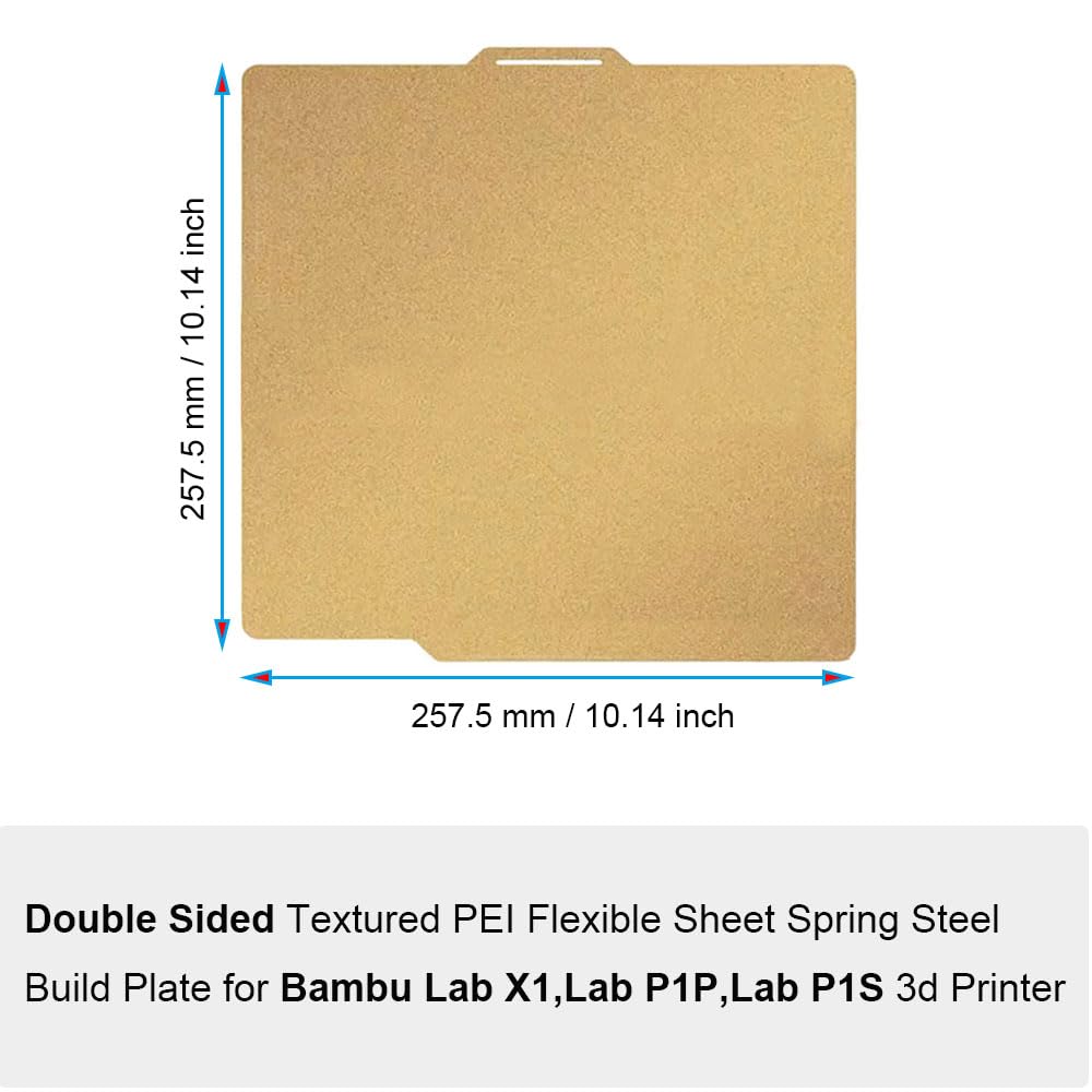 P2S Build Plate for Bambu Lab X2D/P1S/P1P/A1/X1C 257.5x257.5mm PEI Sheet | Double Side Textured Board, Strong