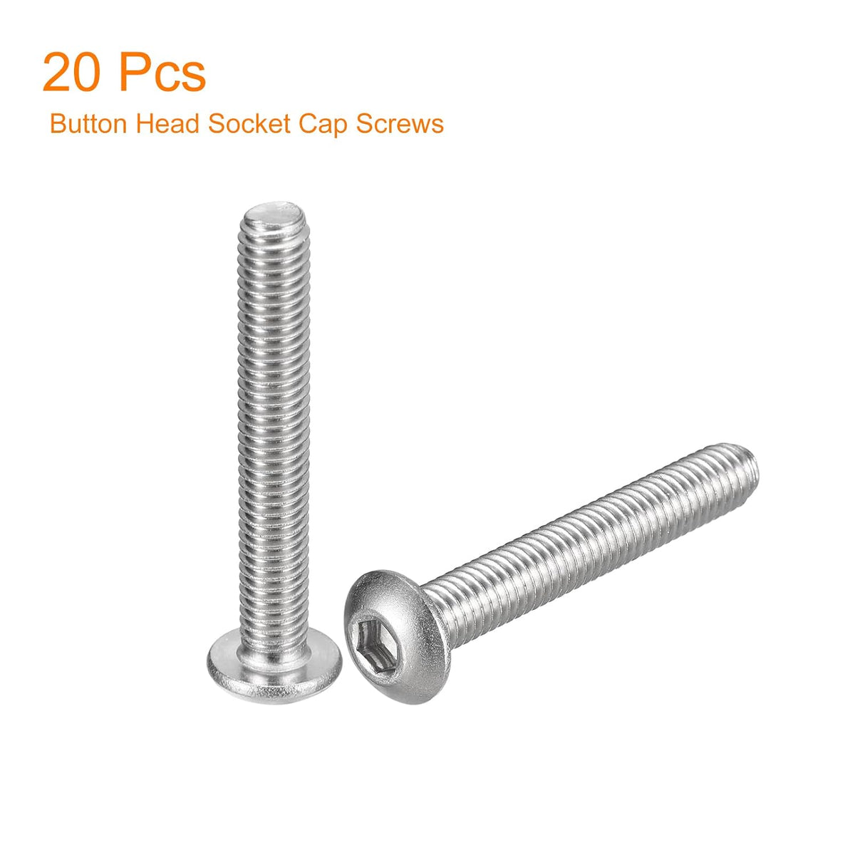 uxcell #10-32x1-1/4 Button Head Socket Screws, 20pcs Full Thread Hex Drive