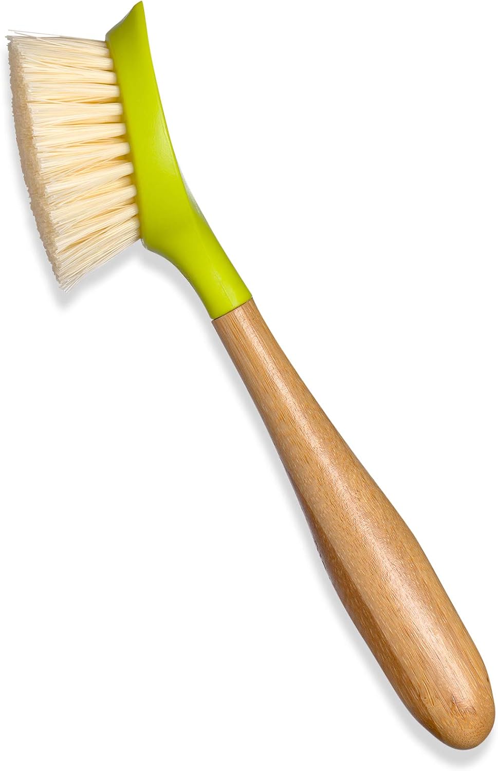 Kitchen Dish Brush, Bamboo Handle & Strong Bristles, Green 1pk