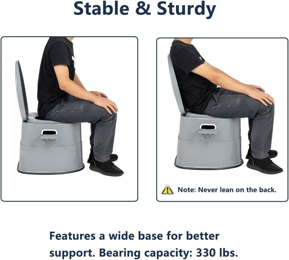 Portable Toilet | Indoor Outdoor Commode w/Detachable Inner Bucket & Removable Paper Holder, Lightweight & Compact