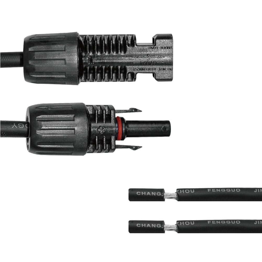 10FT 10AWG Solar Adaptor Extension Cable, M&F Connector Black 1 Pair | Solar Cable UV resistant & Waterproof,TUV