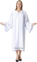 Baptism Robes with Weighted Hem Adults Water Baptismal Gown with Embroidered Dove for Church Officiant White