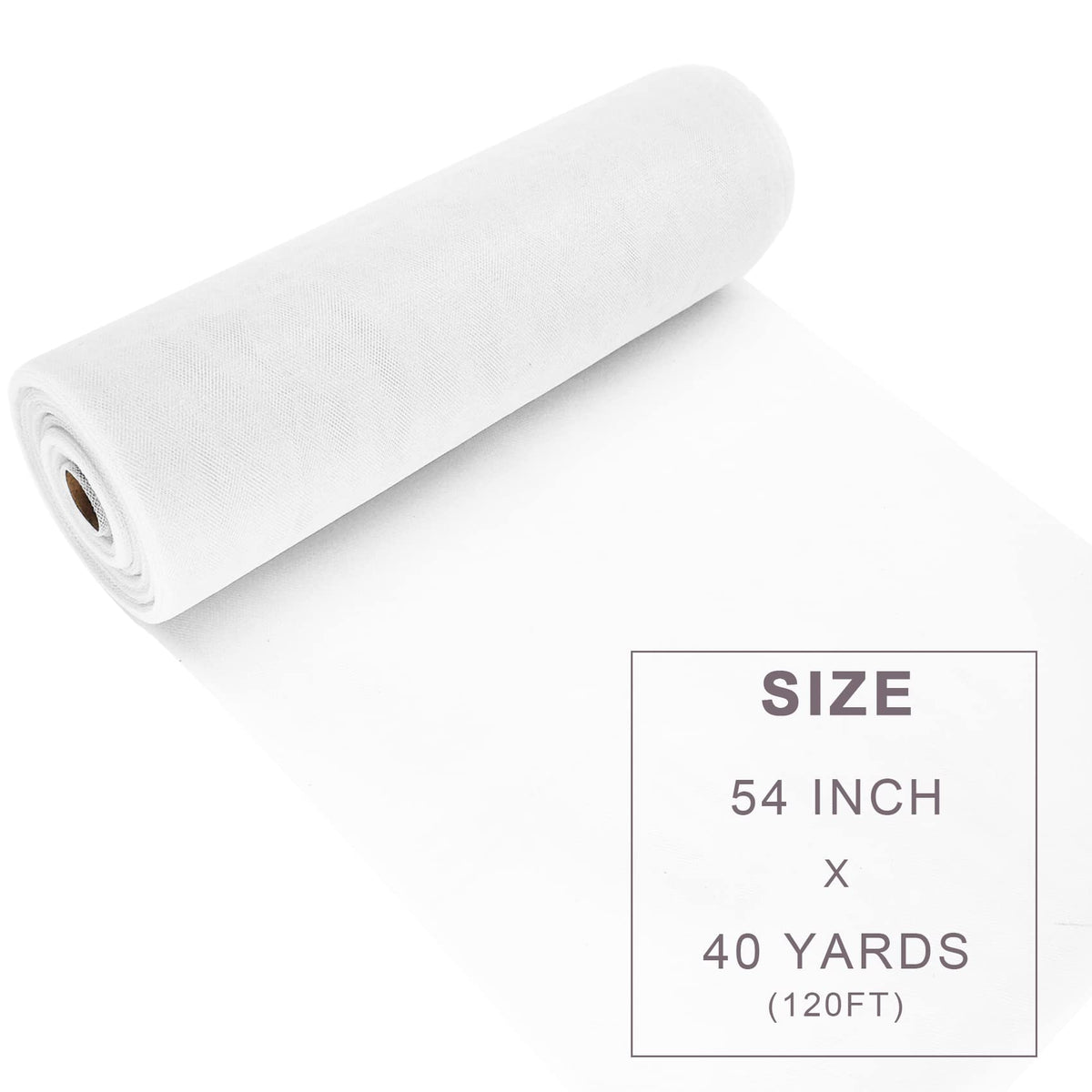 White Tulle Fabric Roll 54 Inch 40 Yards, Large Tulle Spool Bolt