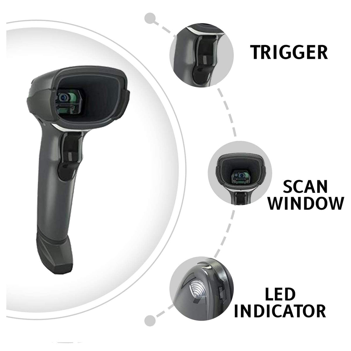 Zebra DS4608-SR Standard Range 1D 2D Handheld Barcode Scanner QR Wired USB Imager Black Corded Screen Code Reader for