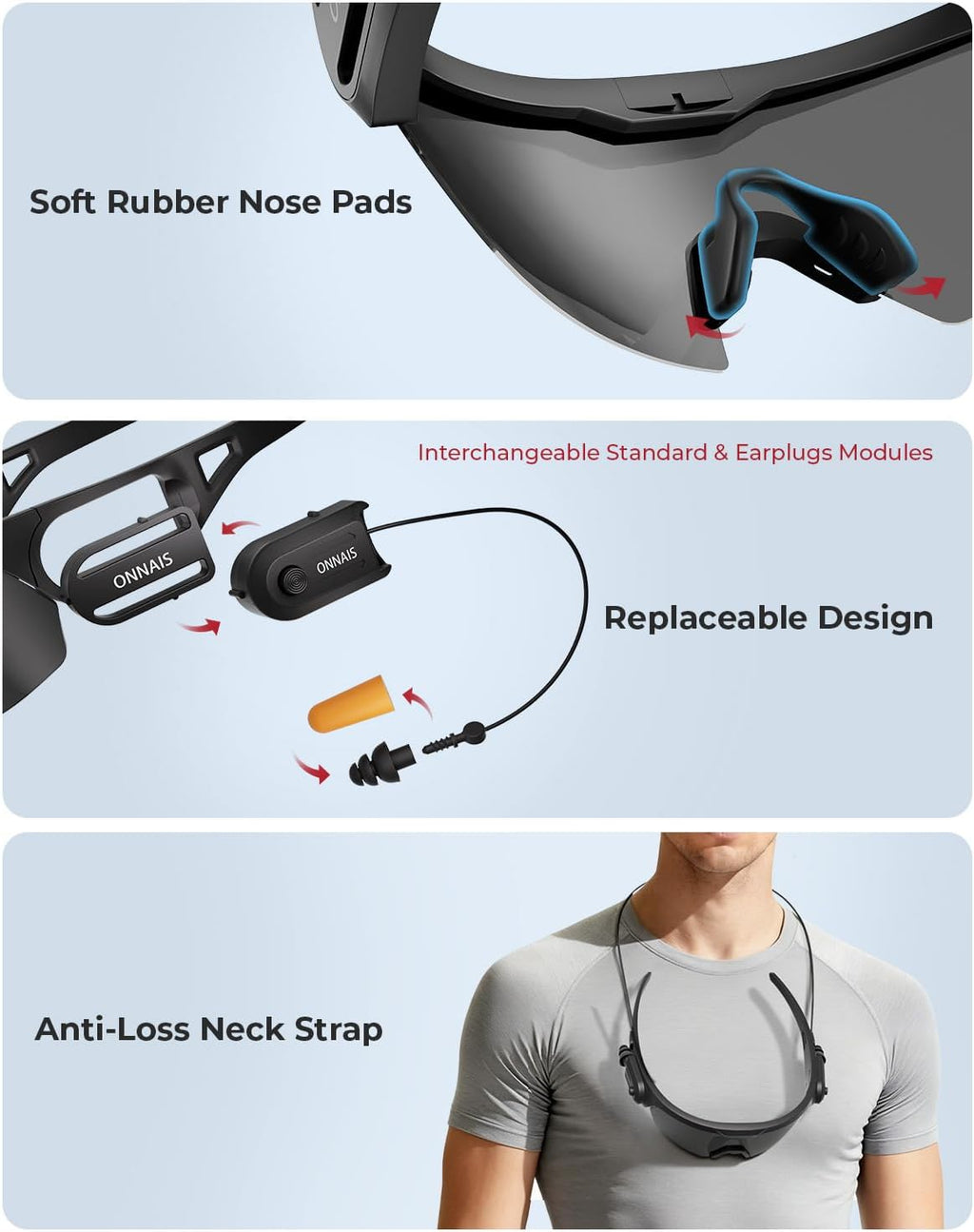 Safety Glasses ANSI Z87.1+ with Earplugs NRR 32dB | Range Protective Eyewear with Ear Protection, Anti-Fog Eye