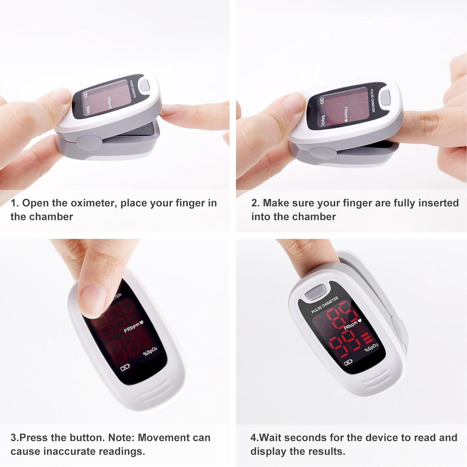 CMS50M Fingertip Pulse Oximeter SpO2 and PR Value Blood Oxygen Monitor Neck/Wrist Cord LED Display Gray White color