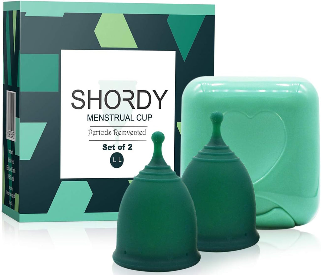 Reusable Menstrual Cups (Large) Set of 2 with Mini Box, Medical Grade Silicone, Coupe Menstruelle, Safe Period Cup