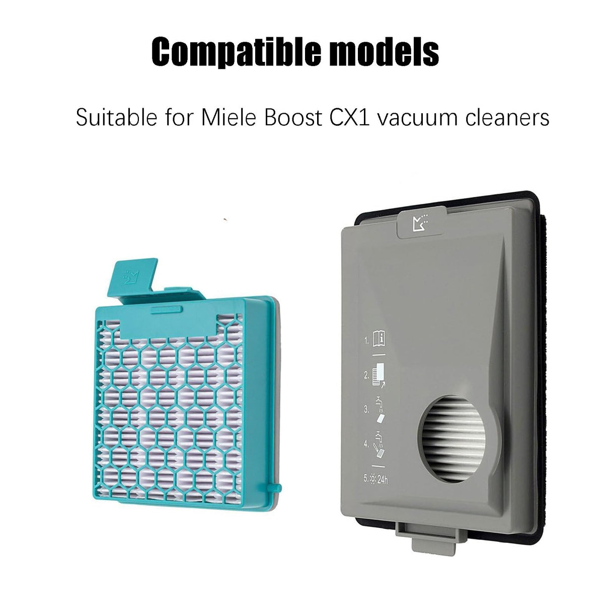 2 Pcs Replacement Washable Filters with Compatible with Miele Boost CX1 Vacuum Cleaner，Accessories Kit