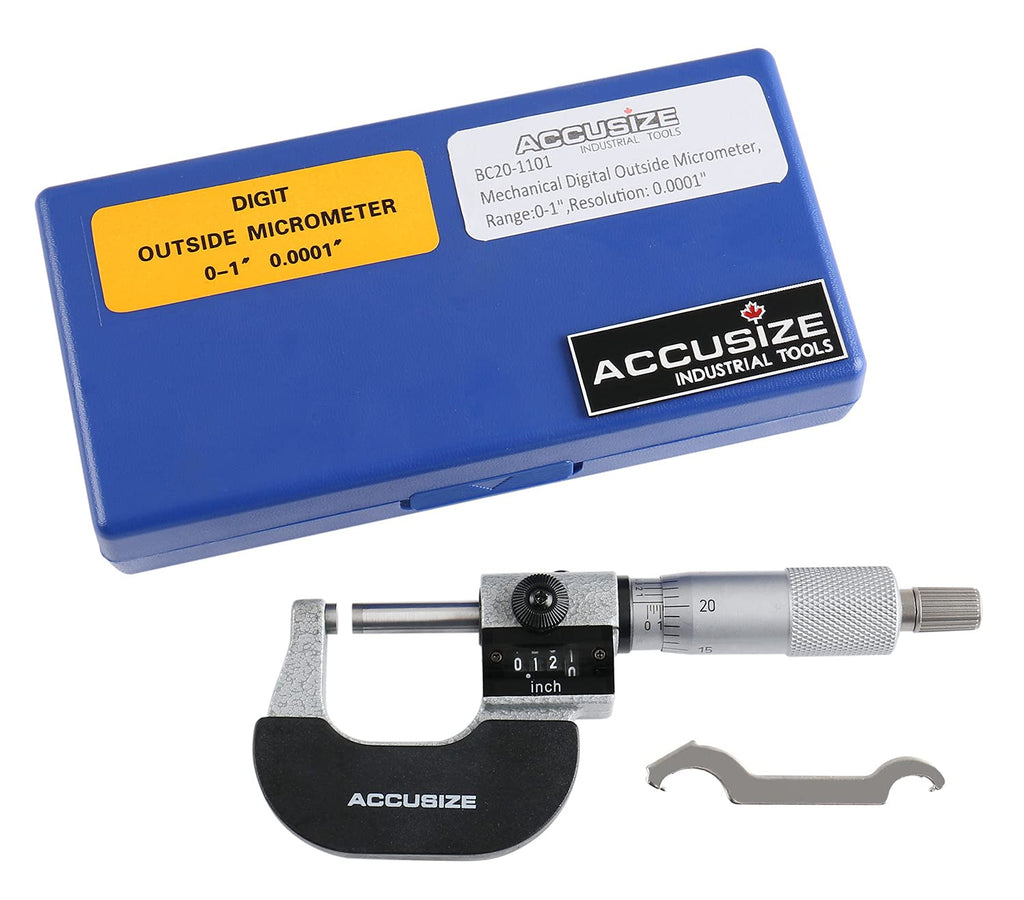Accusize Industrial Tools Outside Micrometer, 0-1", BC20-1101