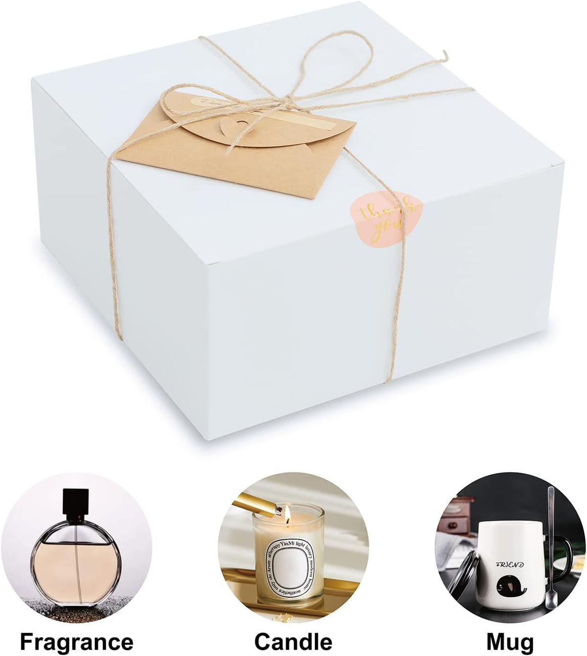 White Gift Boxes with Lids 12 Pack 8x8x4 in