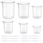 Plastic Beaker Set, 500 ml, 250 ml, 200 ml, 100 ml, 50 ml, 25 ml