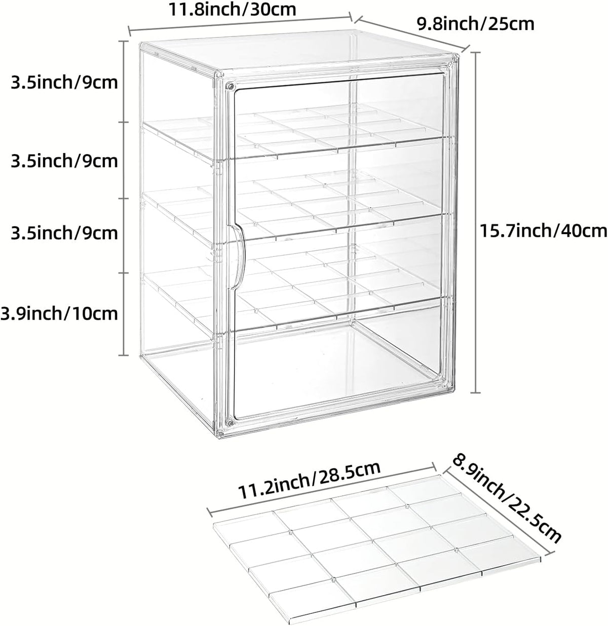 Pastry Display Case，4-Tier Adjustable Clear Bread Storage with Magnetic Door，Bread Box for Kitchen