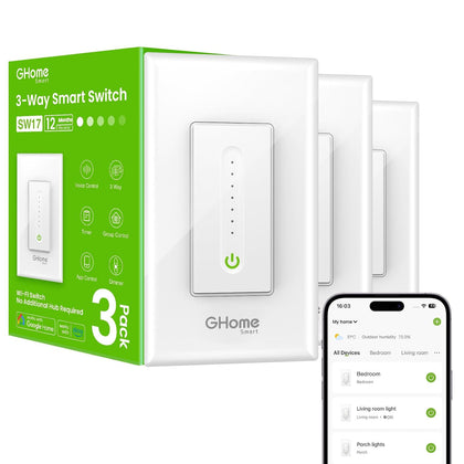 3 Way Dimmer Smart Switch Can Work Separately Or Work with Traditional 3-Way Switch, Compatible with Alexa, Google
