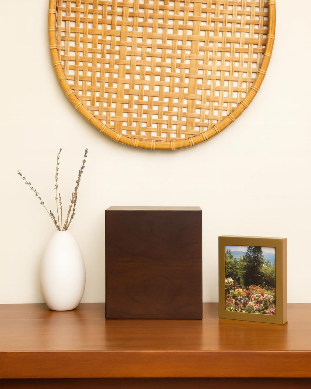 Wooden Cremation Urn for Human Ashes Adult Large Walnut Wood Urn Box TSA Travel Urn Modern Minimalist Memorial Burial