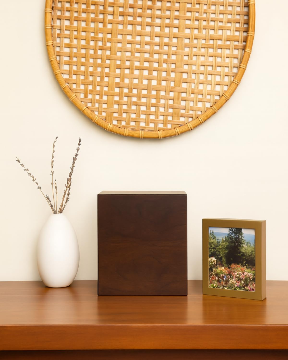 Wooden Cremation Urn for Human Ashes Adult Large Walnut Wood Urn Box TSA Travel Urn Modern Minimalist Memorial Burial