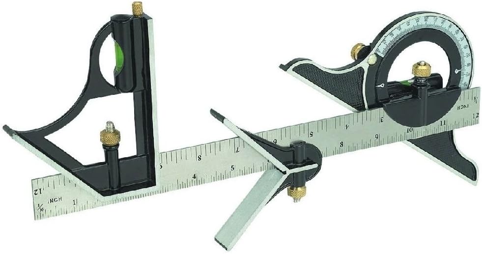 12" Combination Tri Square Set Angle Finder & Protractor Level SAE & Metric