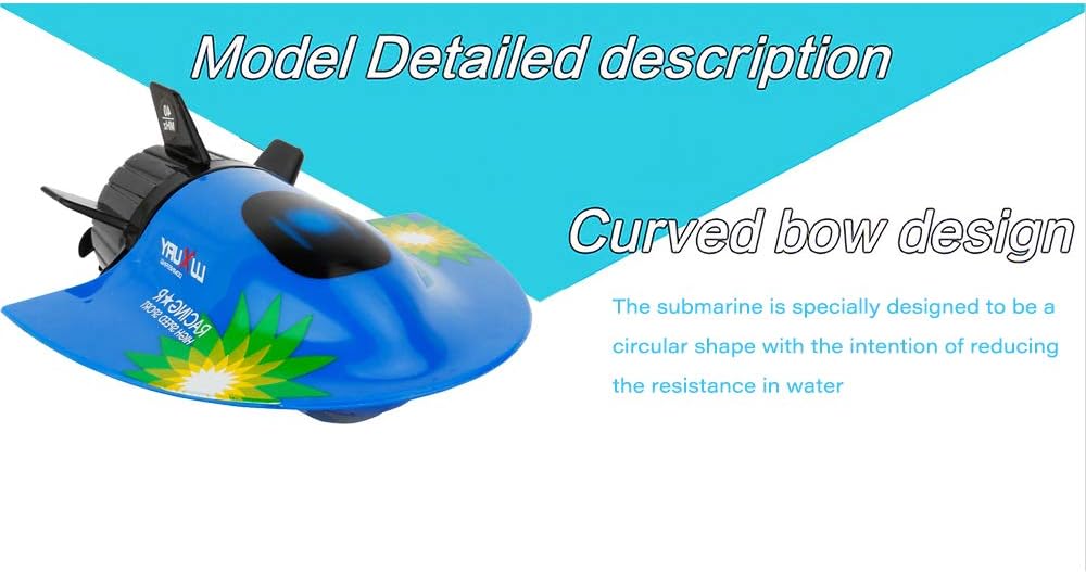 Mini RC Submarine Boat, Remote Control Waterproof Diving Toy (Blue)