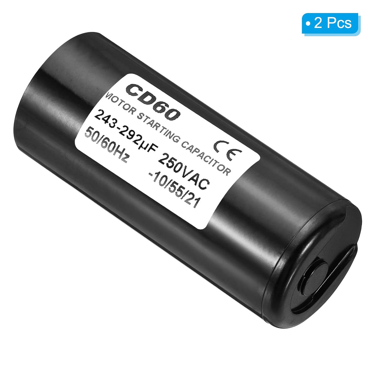 PATIKIL Motor Start Capacitor, 2 Pack 243-292uF/Mfd 250VAC 50/60Hz CD60 Run Capacitor