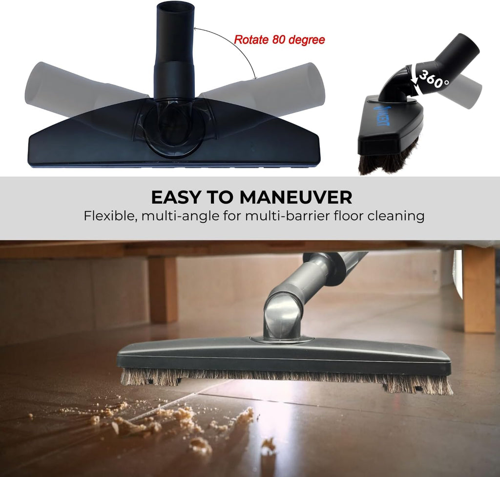 Horsehair Hardfloor Attachment for Wood and Tile Floors plus Vacuum Hose Adapter Compatible with Most Vacuum Cleaners
