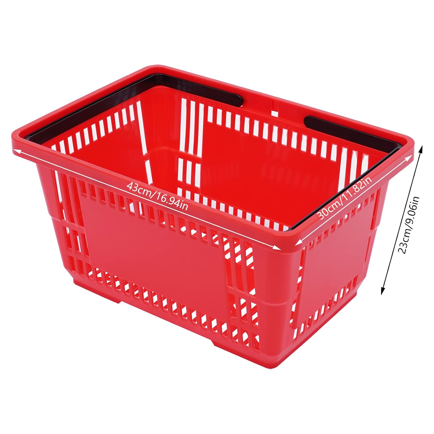 Shopping Basket, 17 * 12 * 9inch Set of 12 Freestanding Store Baskets w/Foldable Handle, Stackable Hand-held Basket