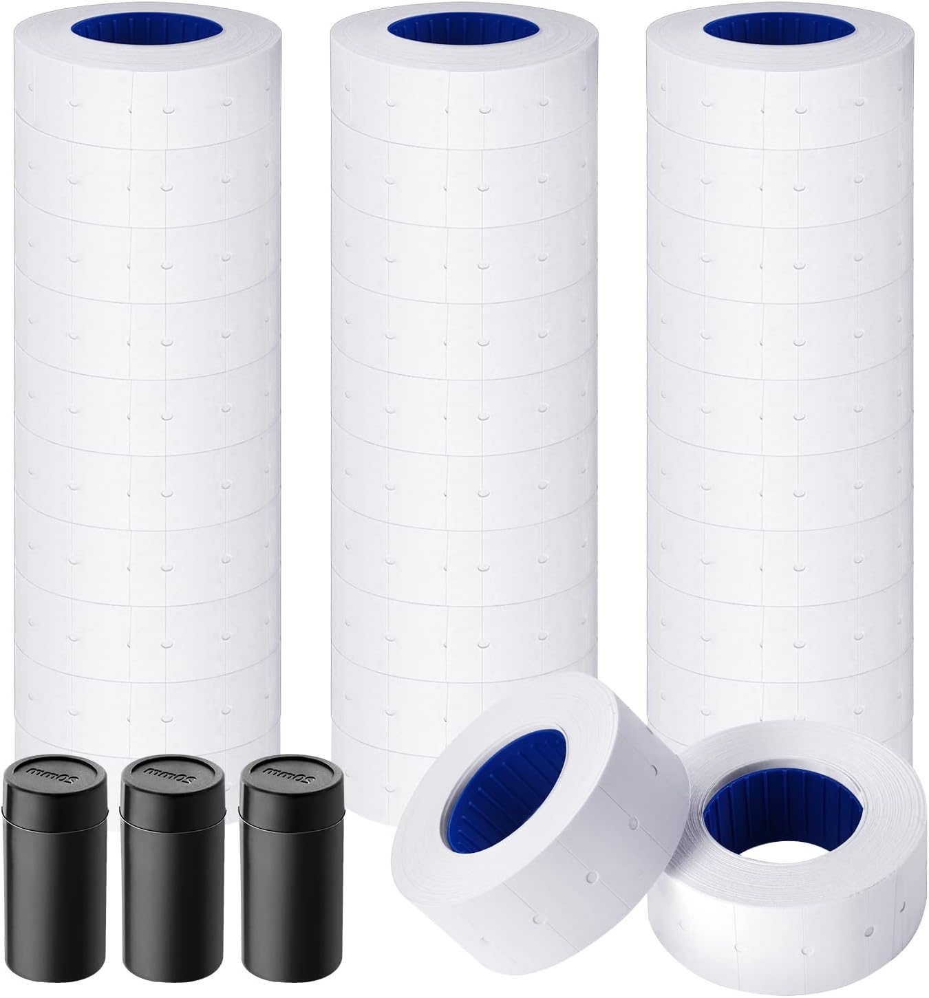 30 Rolls 15000pcs White Price Gun Labels for Mx-5500 Labeller White Pricemarker Stickers Plus 3 Piece Refill Ink