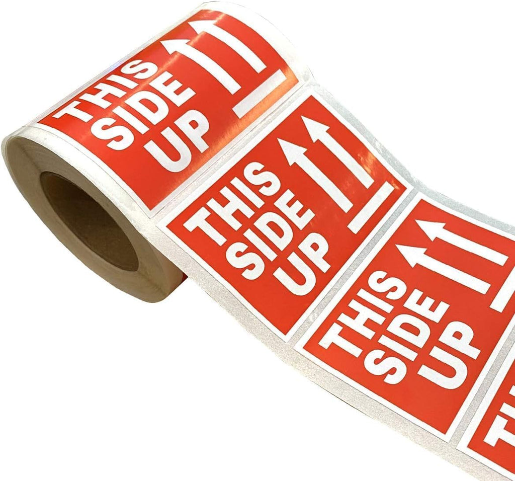 This Side Up Warning Stickers, 2" X 3", 300 Pcs, Roll