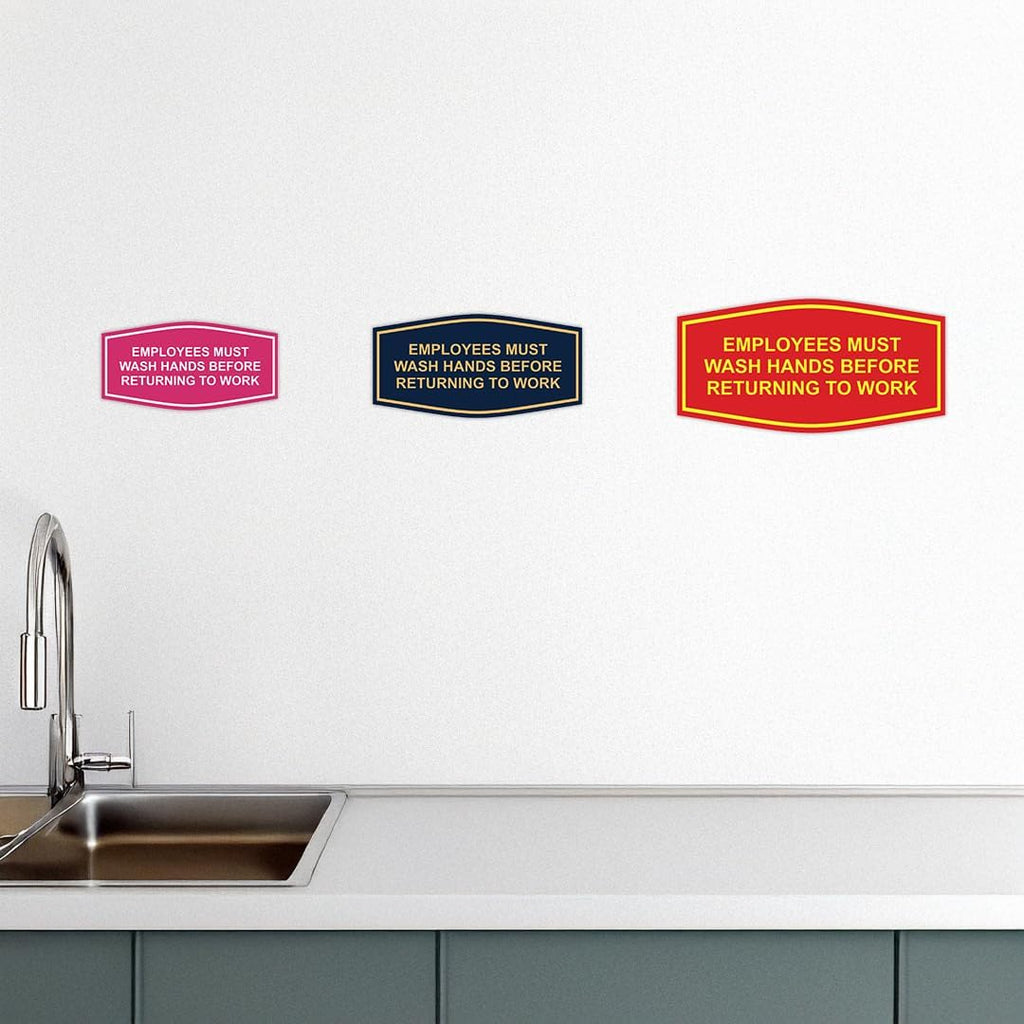 Fancy Employees Must Wash Hands Before Returning to Work Sign (Brushed Gold) - Small