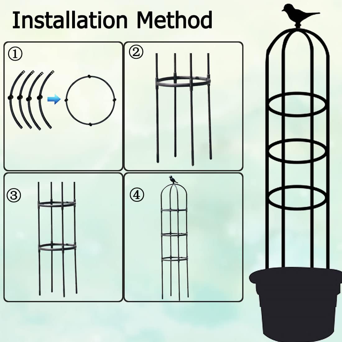 Garden Trellis,Tomato Cage for Climbing Plants Outdoor, Plants Trellis Support for Climbing Vines, Plant Support for