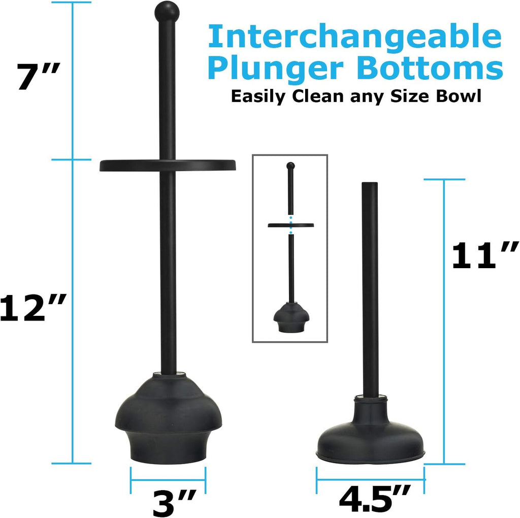 Toilet Brush and Plunger Set with Holder, Modern Black Bathroom Accessories Toilet Plunger and Toilet Bowl Brush Combo