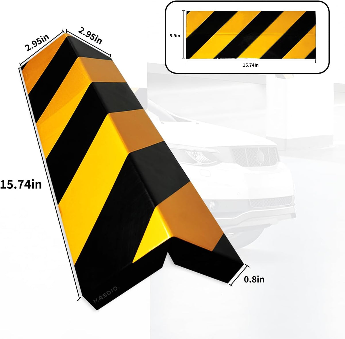 GWP05 Garage Wall Protector Foam Corner Guard for Parking Garages - Reflective Edge Protector - Corner and Bumper