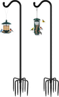 92in Heavy Duty Shepherd Hook for Outdoor, 7-Prong Base, 2 Pack
