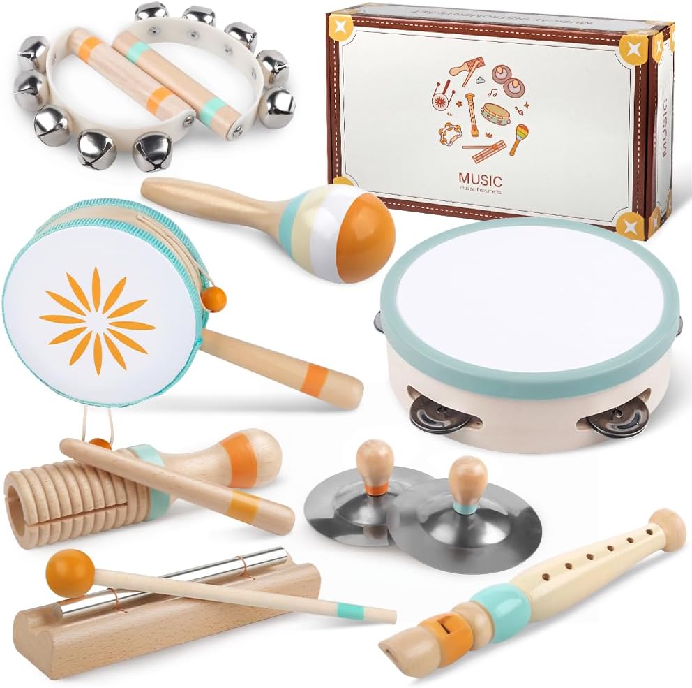 Toddlers Musical Instruments-Baby Montessori Wooden Toys for 18 Month+ | Kids Percussion Instruments Musical Toy for