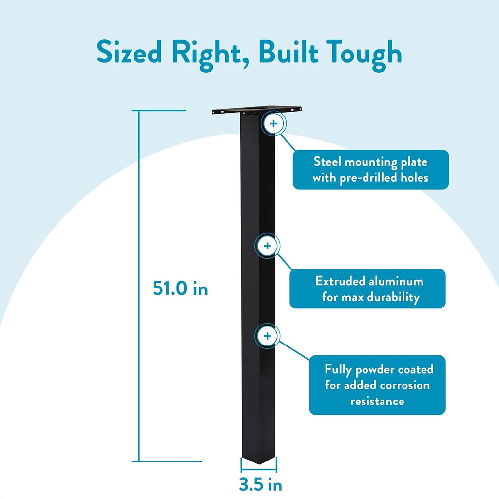 Brighton Aluminum Mailbox Post, Black | Heavy-duty post with weather-resistant outdoor build and a rust-resistant